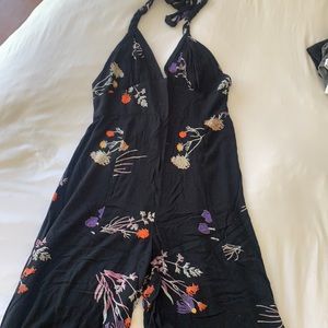 Kimchi blue wide leg floral jumpsuit halter tie